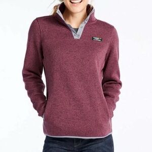 Women's L.L.Bean Sweater Pullover 1/4 Snap Fleece Pullover Maroon